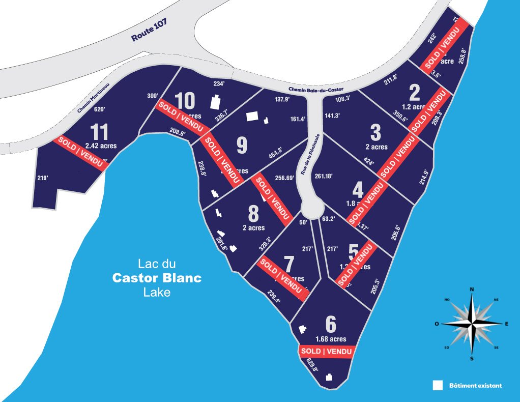 carte terrains lac castor blanc